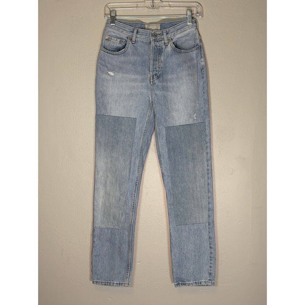Everlane 90s Cheeky Jean Light Wash Patchwork Organic Cotton Denim 24 Regular